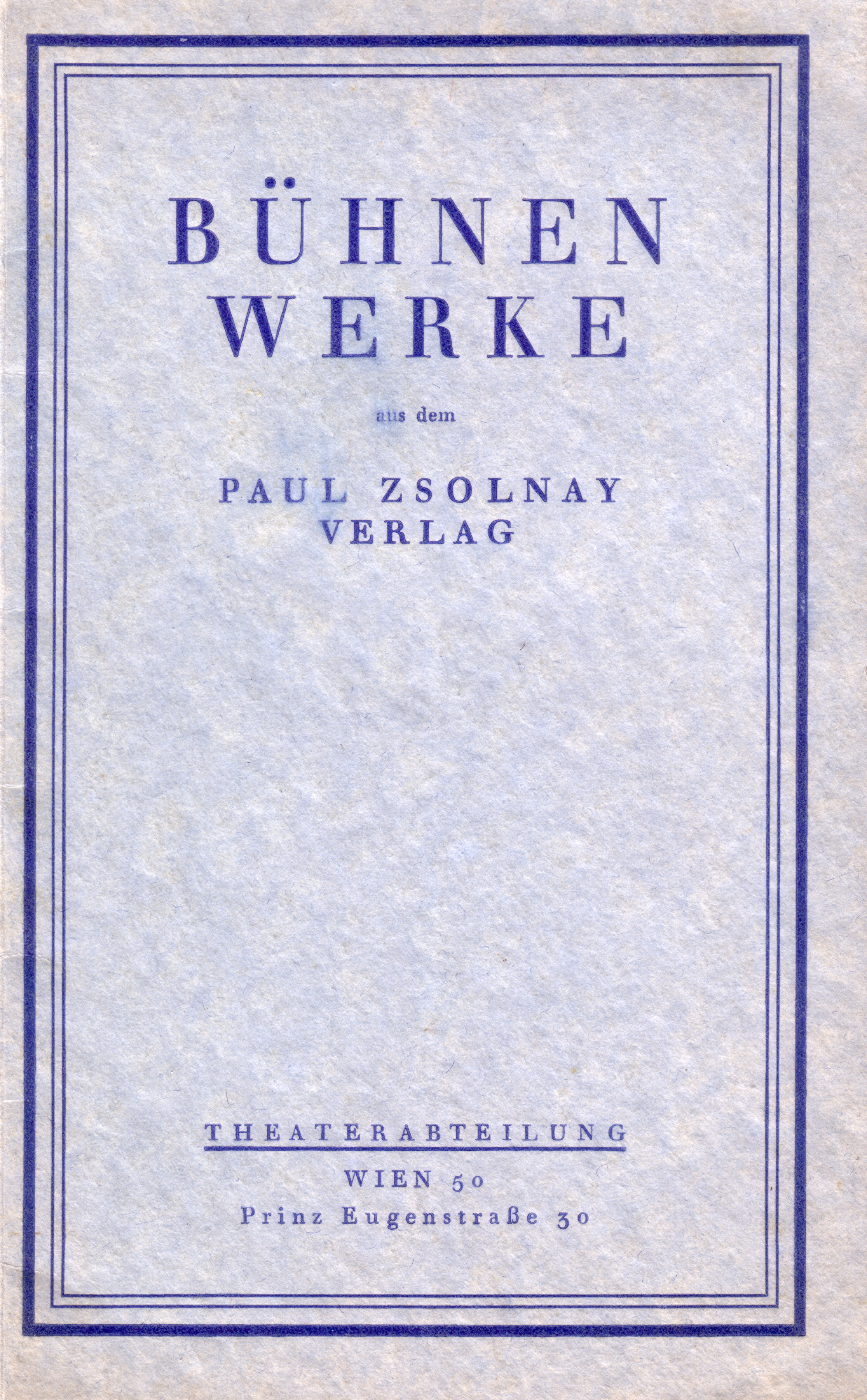 Prospekt der Theaterabteilung des Paul Zsolnay Verlags