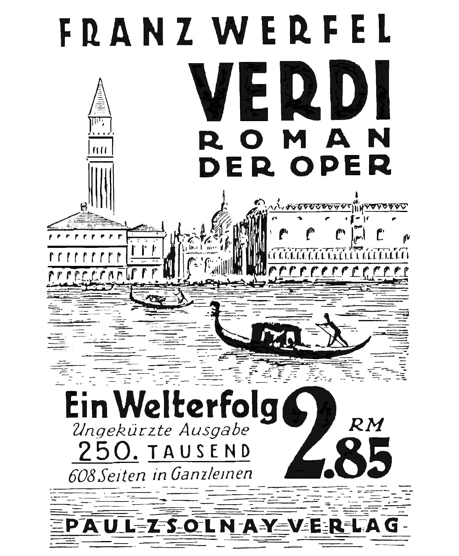Anzeige Sonderausgabe Franz Werfels Verdi.